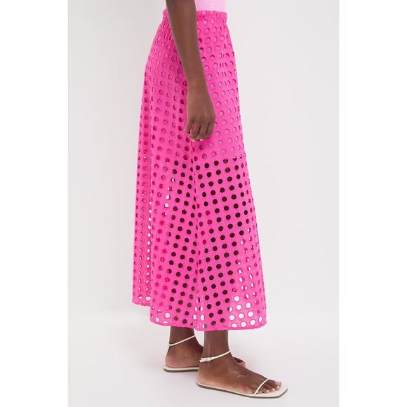 TUCKERNUCK Hot Pink Cotton Eyelet Eve Skirt Size S NWT Retail $148 Tuckernuck - Picture 6 of 8